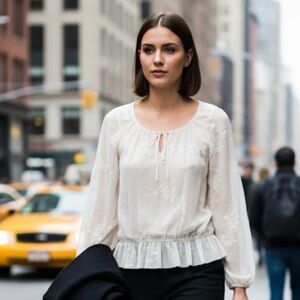 Guess Sheer Embroidered Top XS